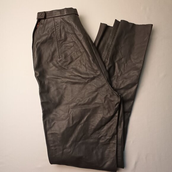 Skin Deep 100% Leather Pants Size 23/00 High Rise Skinny Leg Gray Color - Picture 1 of 9